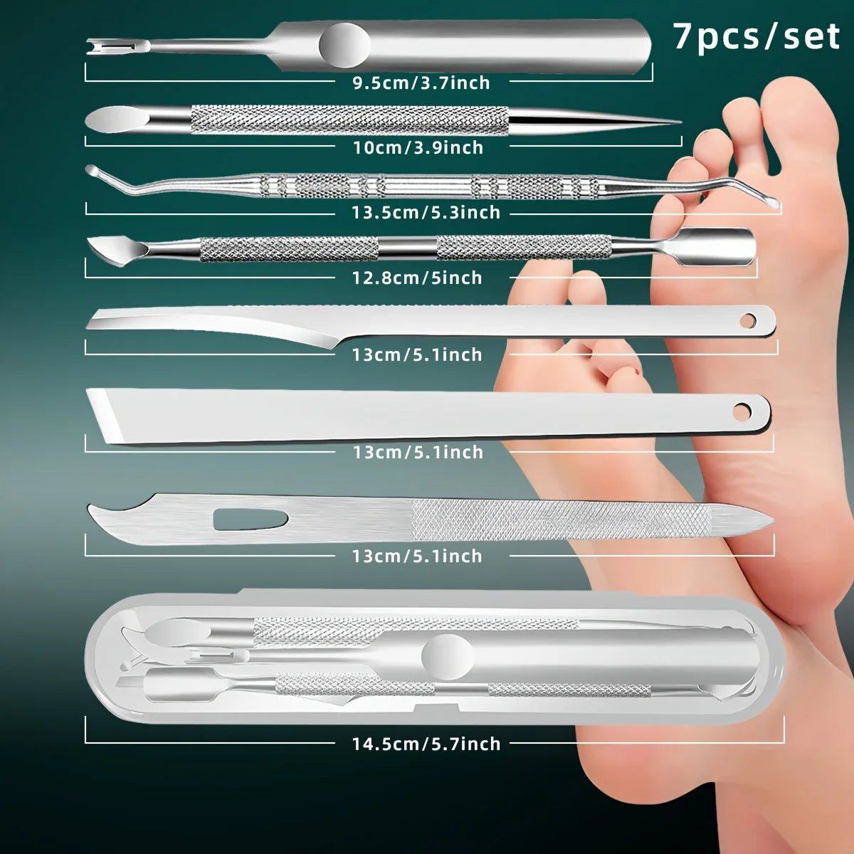 7-in-1 Pro Pedicure Kit | Stainless Steel Callus Remover & Cuticle Pusher | Home Spa & Salon Grade