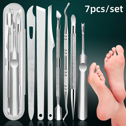 7-in-1 Pro Pedicure Kit | Stainless Steel Callus Remover & Cuticle Pusher | Home Spa & Salon Grade