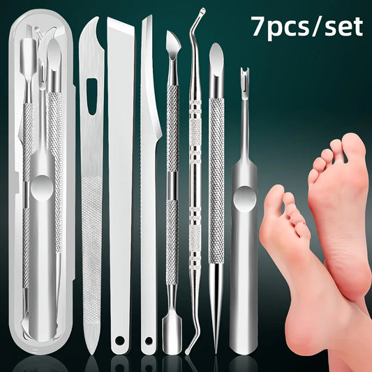7-in-1 Pro Pedicure Kit | Stainless Steel Callus Remover & Cuticle Pusher | Home Spa & Salon Grade