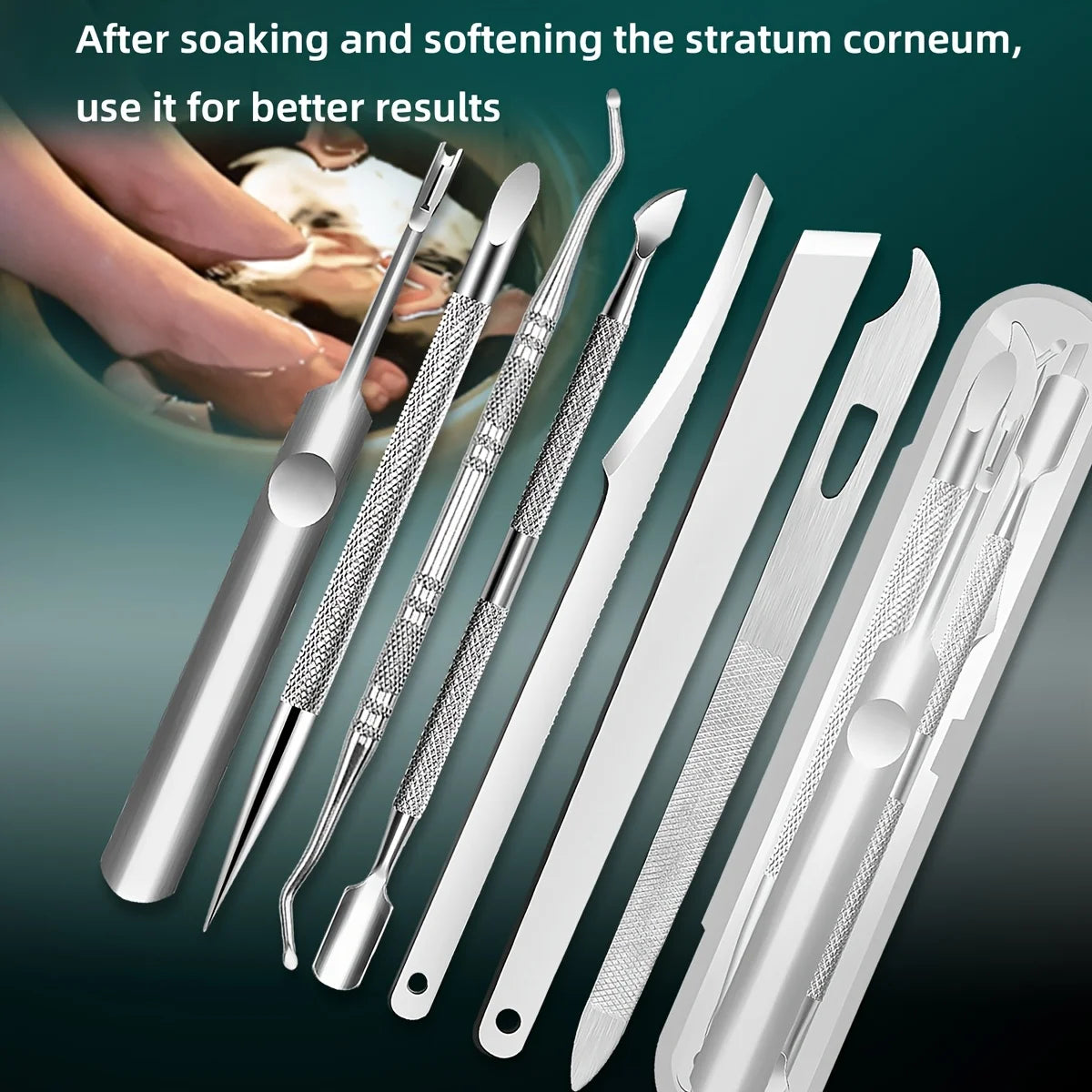 7-in-1 Pro Pedicure Kit | Stainless Steel Callus Remover & Cuticle Pusher | Home Spa & Salon Grade