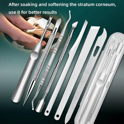 7-in-1 Pro Pedicure Kit | Stainless Steel Callus Remover & Cuticle Pusher | Home Spa & Salon Grade