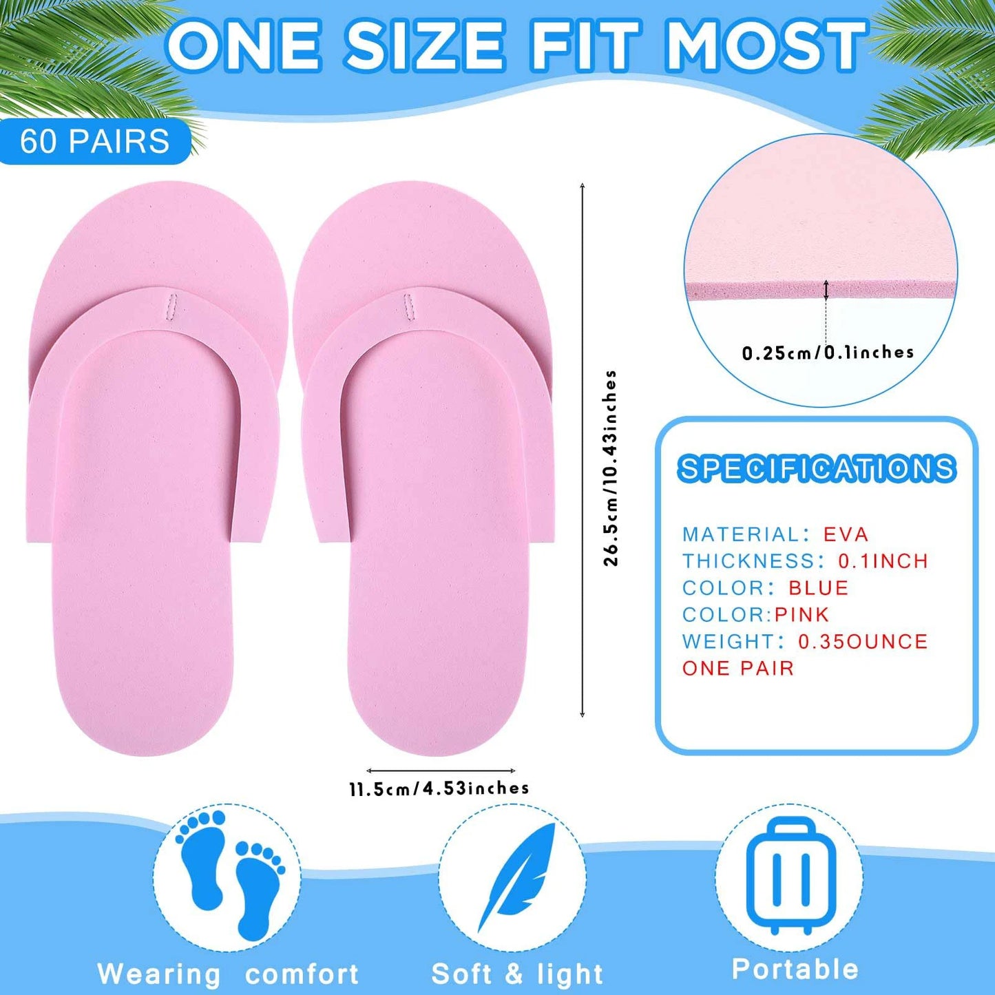 Luxe Disposable Pedicure Slippers – EVA Foam Spa Flip Flops for Salons